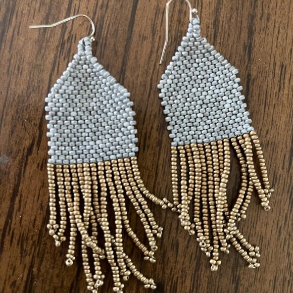 Noonday Collection Gold and Silver Color Beaded Fringe Earrings - SOOO PRETTY - Picture 1 of 2